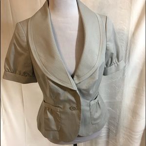 Gray Pinstriped Short Sleeve Blazer